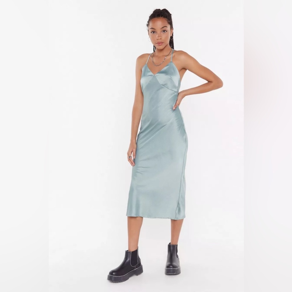Nasty gal blue satin dress